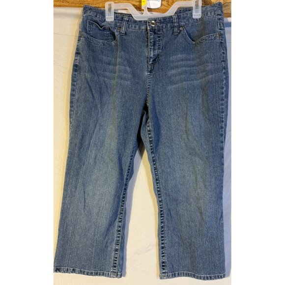 Sonoma Womens Stretch Jeans Size 16 Wide Leg Style Lived In Wash Cropped Capri - Picture 1 of 3
